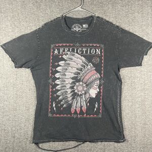 Affliction Shirt Mens XL Black Live Fast Feather Headdress Graphic T-Shirt Y2K